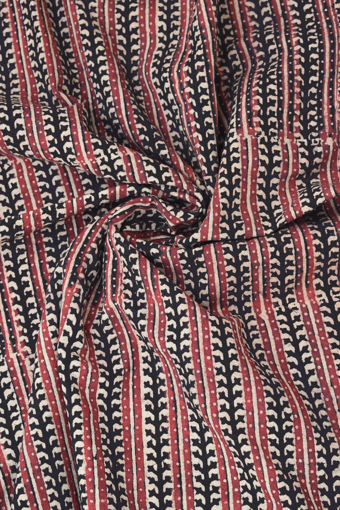 Ajrakh Hand Block Printed Cotton Cut ( blouse) Fabric