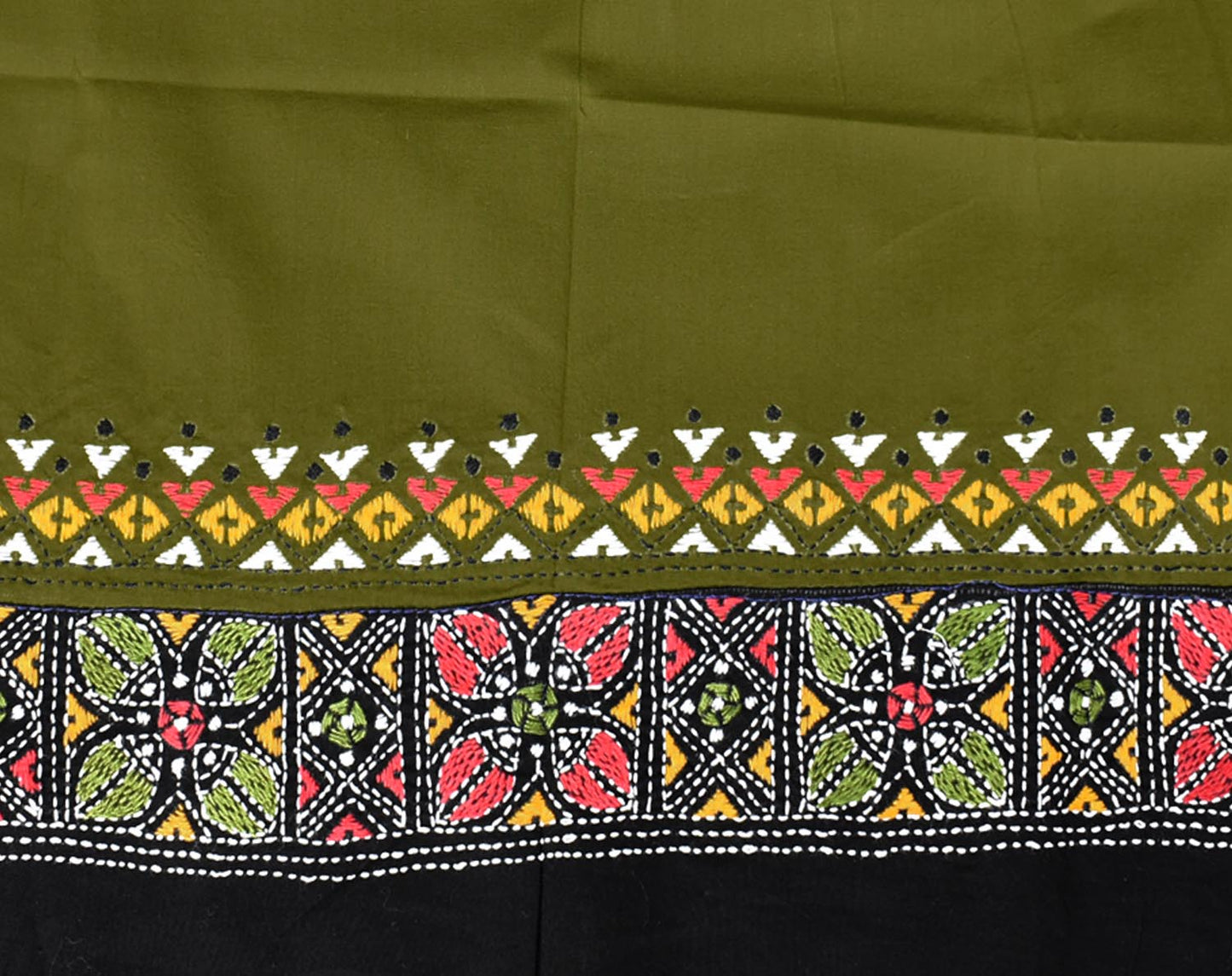 Cotton Blouse fabric with Bengal Kantha Hand Embroidery work