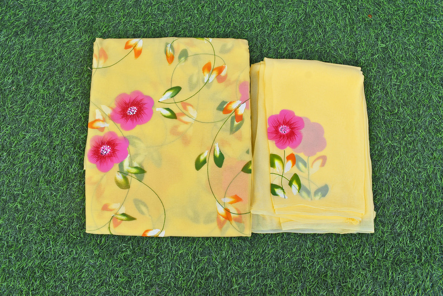 Prakriti : Beautiful Chiffon Saree with Hand Painted Floral Motifs