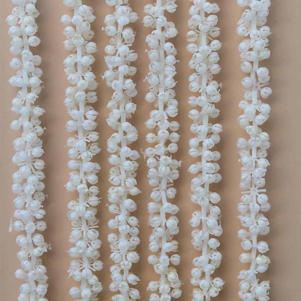 Pack of 6 - Artificial Jasmine/ Mogra/ Gajra/Mallipoo Veni, Flower Garland strings - 4.8 ft + (off white color))