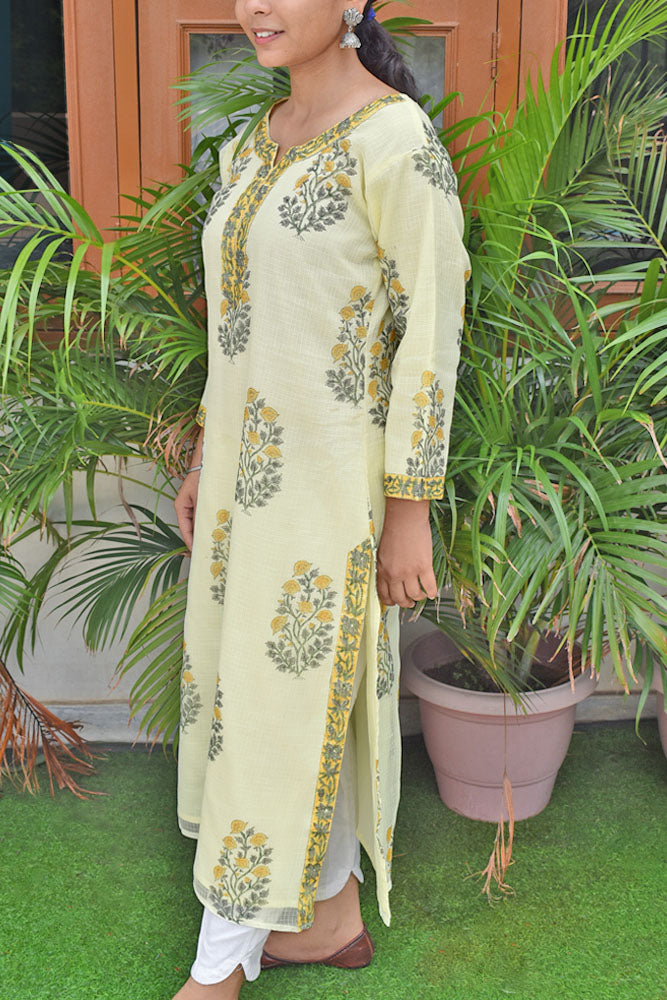 Beautiful Kota Doria Cotton Kurta stitched with lining Size - 36, 38, 40, 42