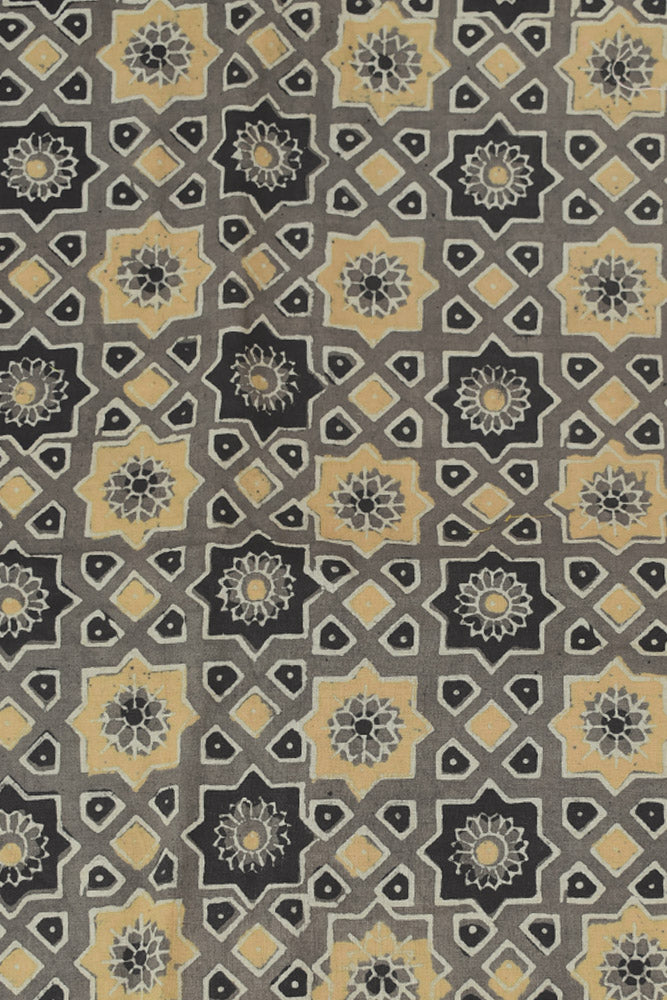 Ajrakh Hand Block Printed Cotton Fabric - 2.5 mtrs