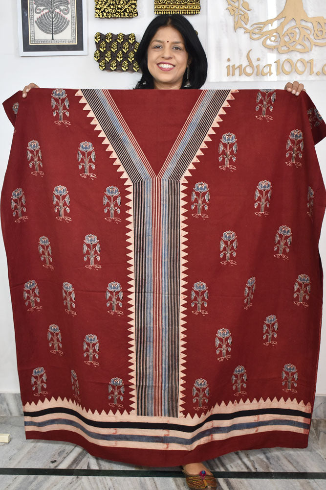 Designer Ajrakh cotton kurta fabrics - 2.5 mtrs