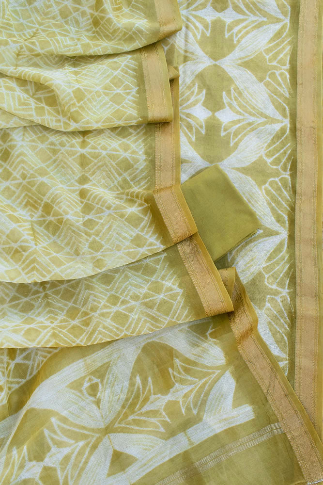 Premium Maheshwari Silk Cotton suits with Nui Shibori Work & Woven Zari Borders - 3 pc set