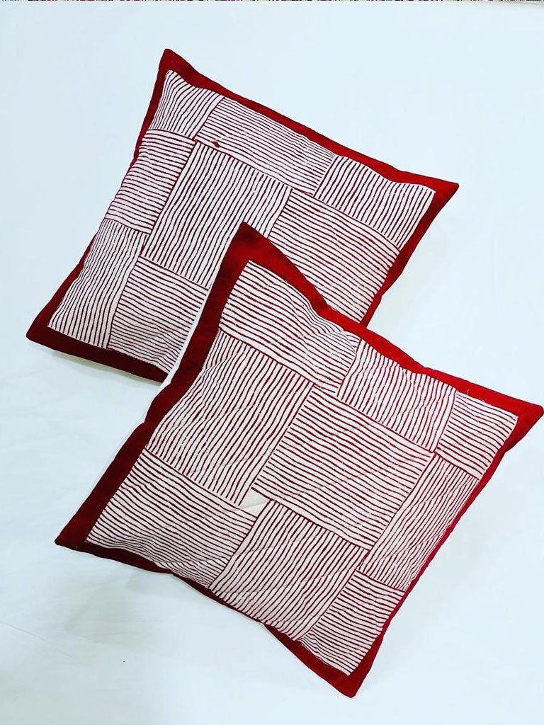 Hand Block Printed Cotton Cushion Cover (16 by 16 - Set of 5 cushion covers )