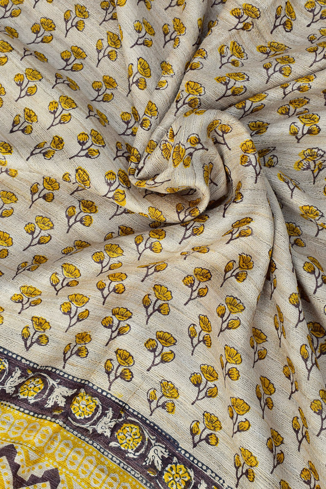 Geecha Silk Dupatta with Hand Block print