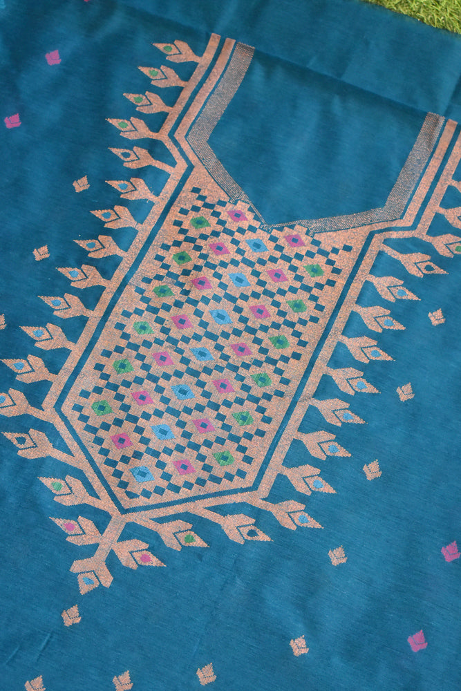 Festive Cotton Silk Jamdani Kurta Fabric ( 2.5 mtrs)