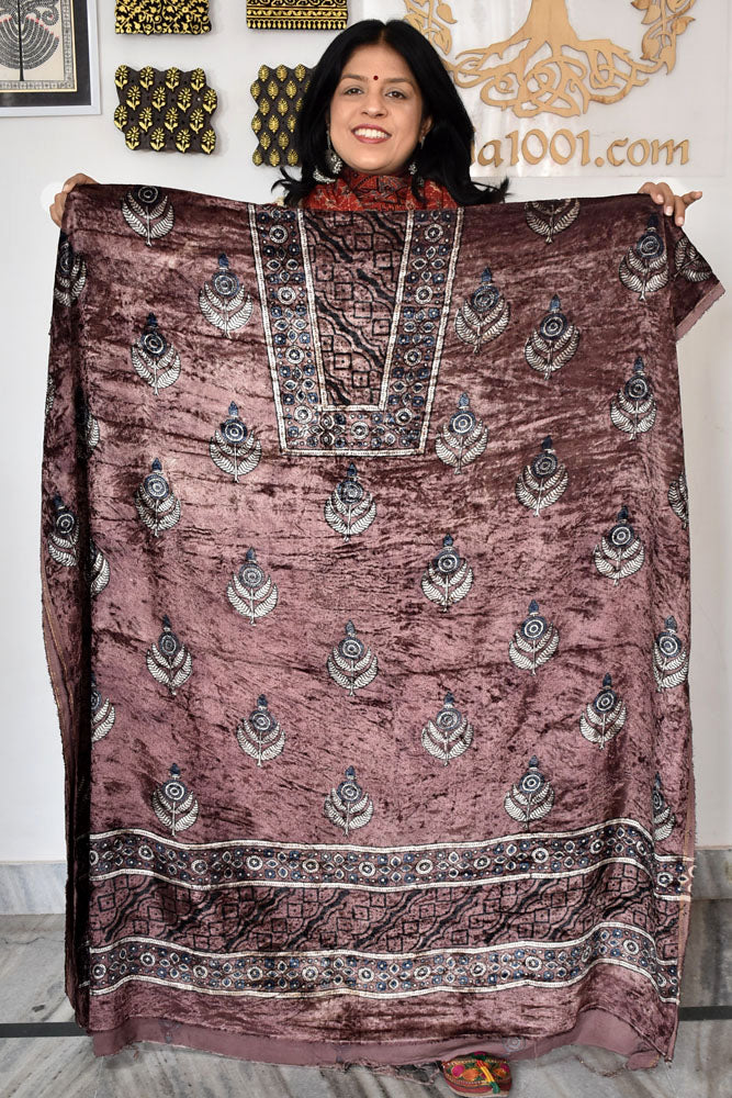 Ajrakh Velvet kurta fabric