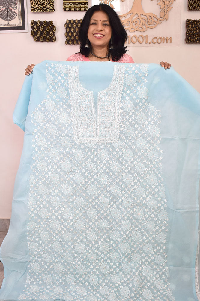 Premium Hand Embroidered Chikankari work Voile fabric