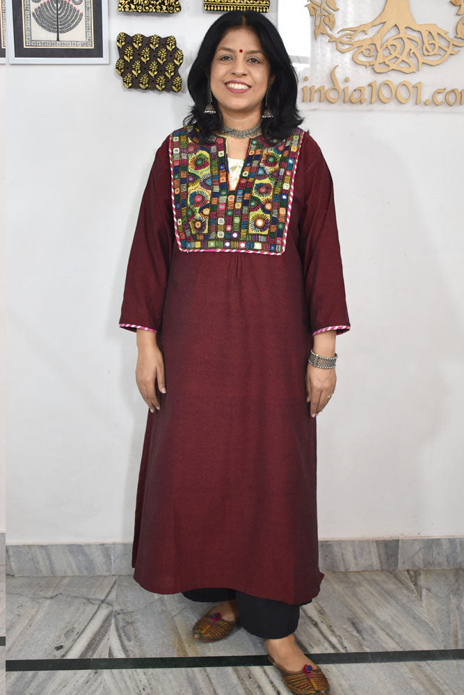 Designer Vintage Tribal patches Ikkat Kurta