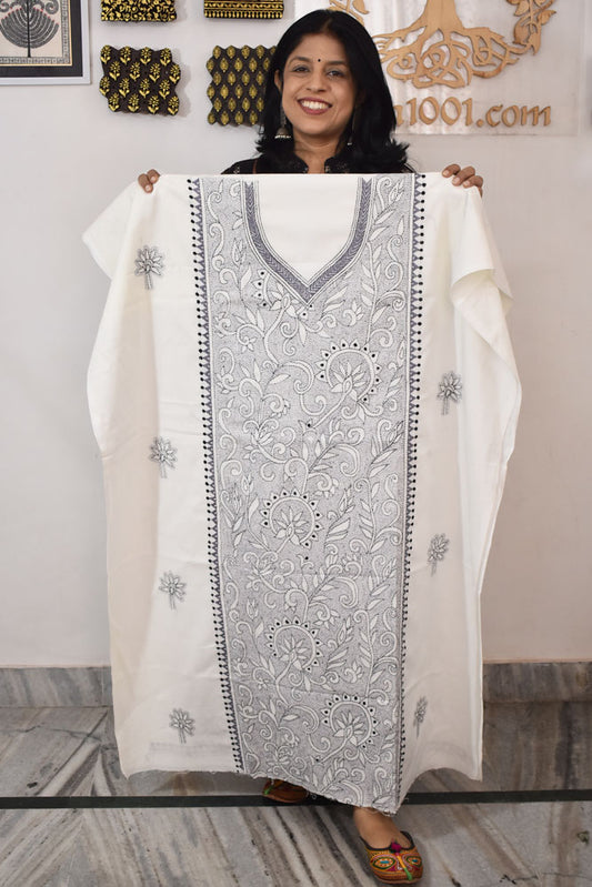 Hand Embroidered Kantha work cotton fabric - (Length 2.8 mtrs )