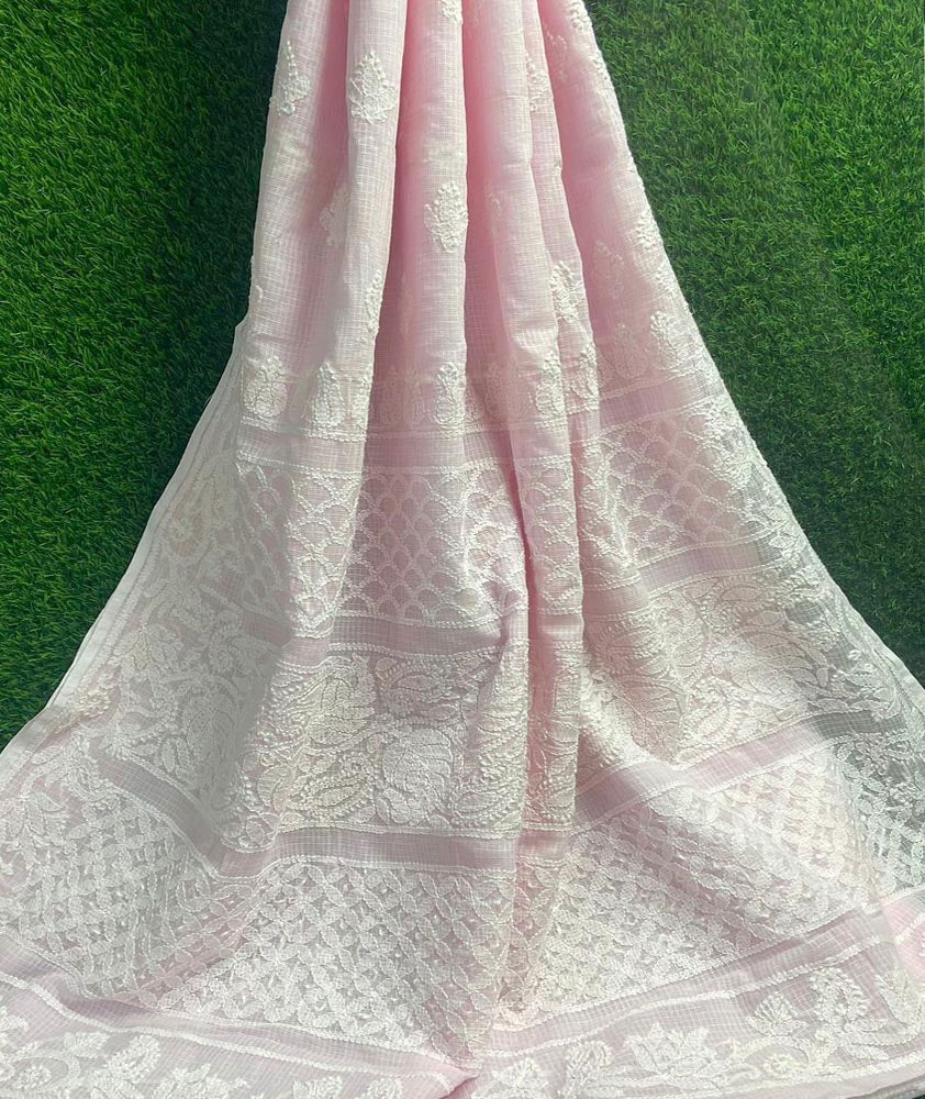 Elegant Kota cotton Saree with Hand Lucknowi Chikankari work ( without BP)