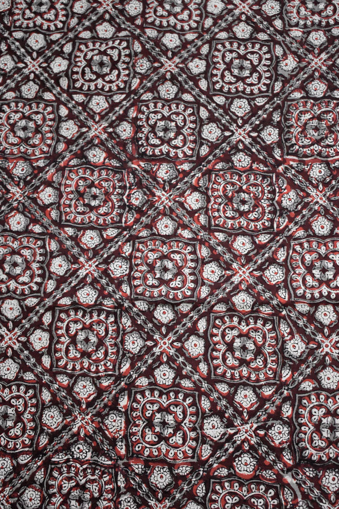 Beautiful Natural Jahota Hand Block Printed Pure Cotton Fabric ( 2.5 mtrs cut)