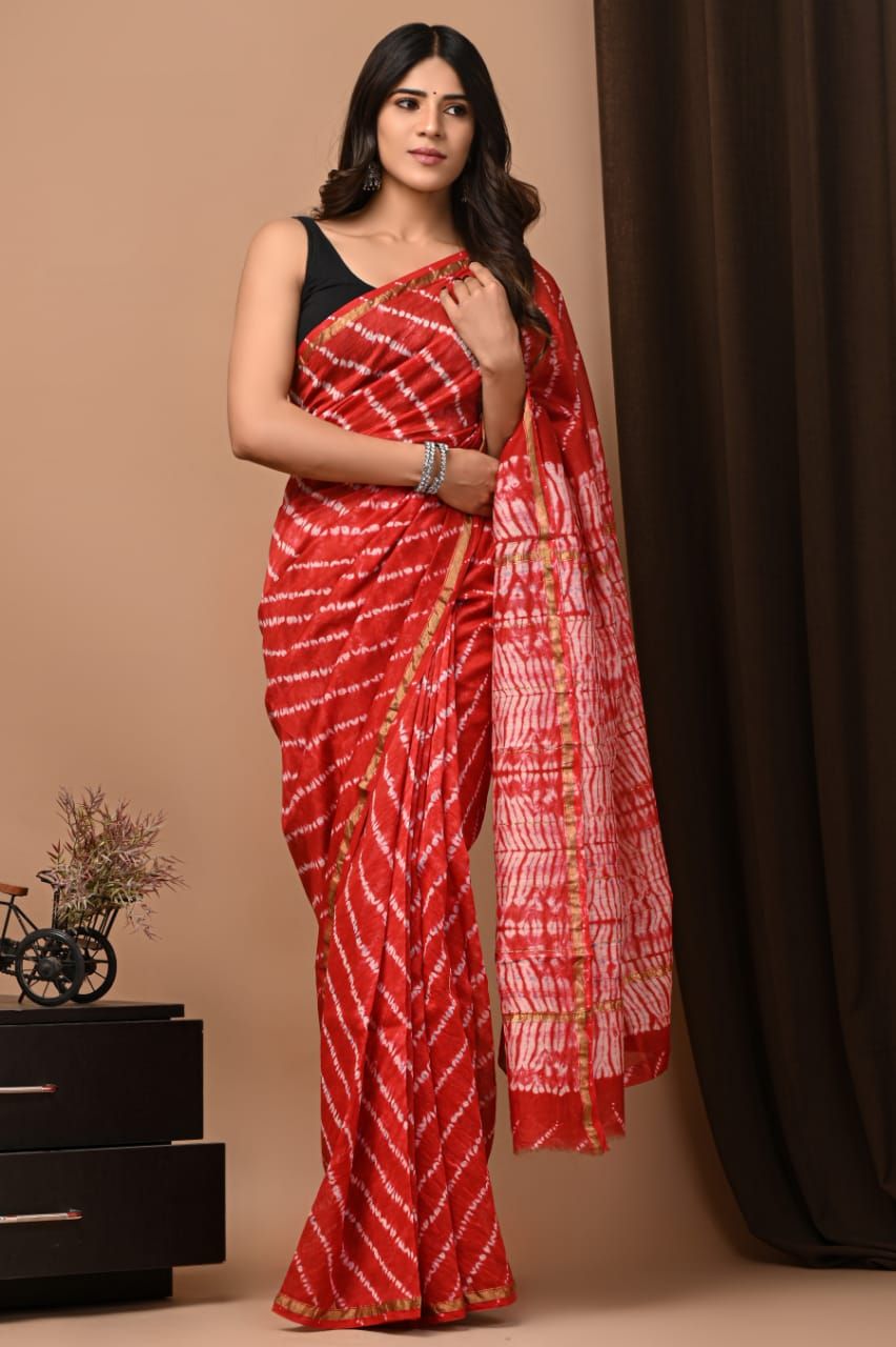 Beautiful Shibori Chanderi Silk Cotton Saree