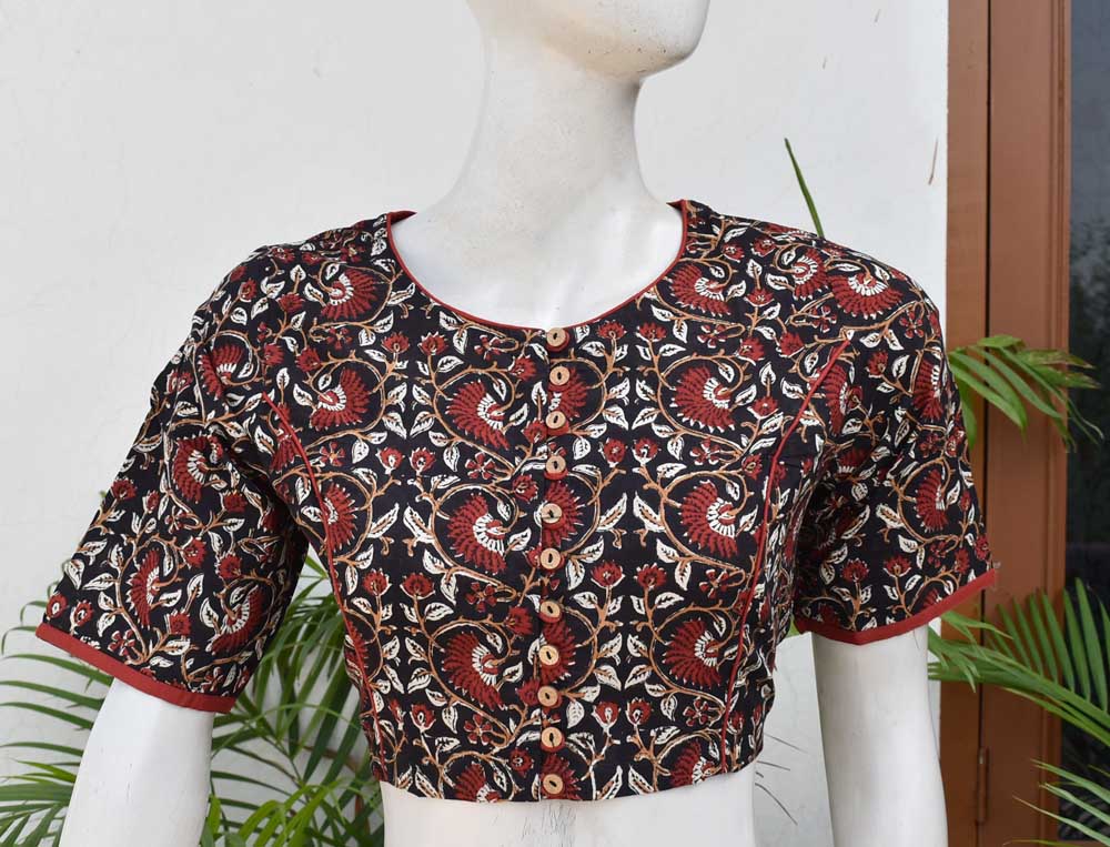 Hand Block Print Cotton Blouse -  Size  -34, 36, 38, 40 , 42