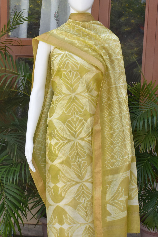 Premium Maheshwari Silk Cotton suits with Nui Shibori Work & Woven Zari Borders - 3 pc set