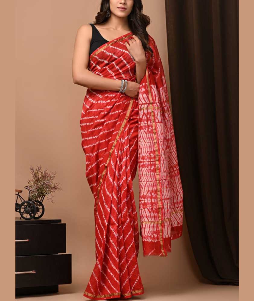 Beautiful Shibori Chanderi Silk Cotton Saree