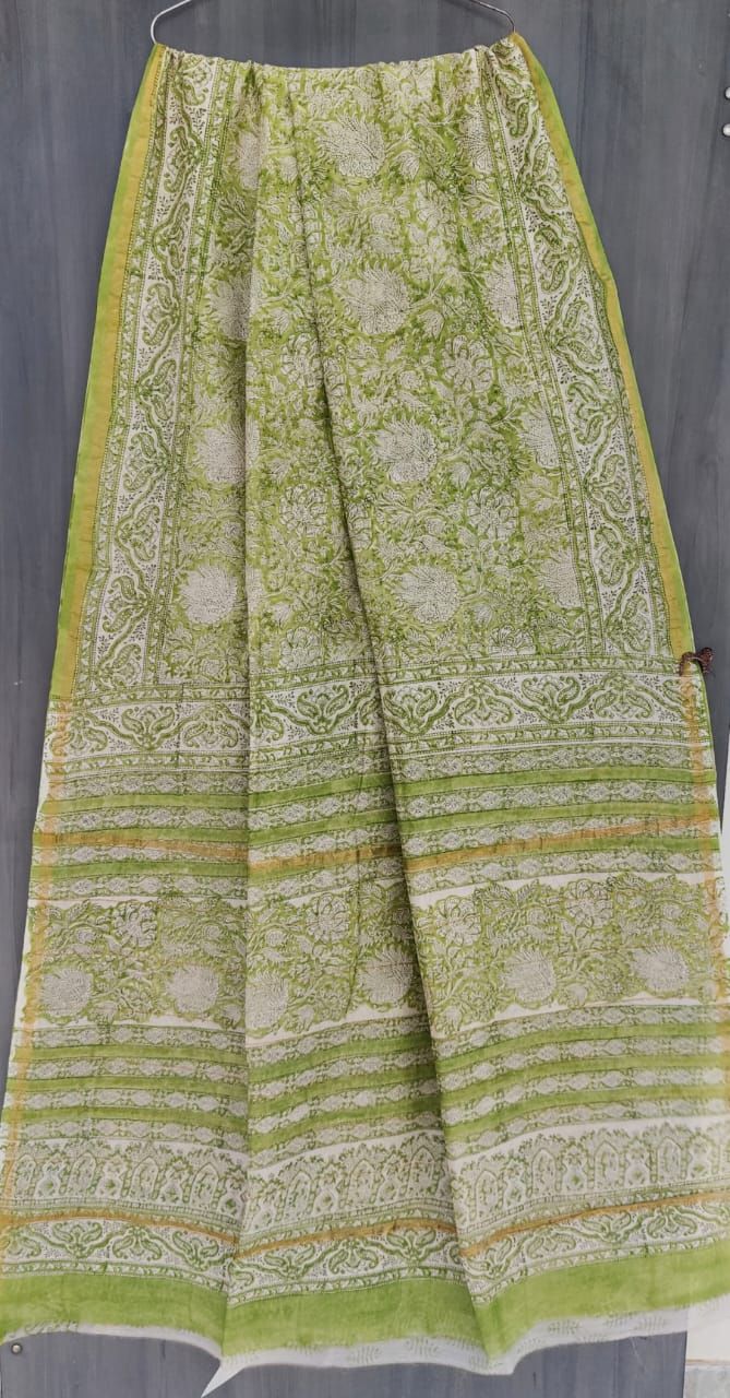 Beautiful Hand Block Printed Chanderi Silk Cotton Saree