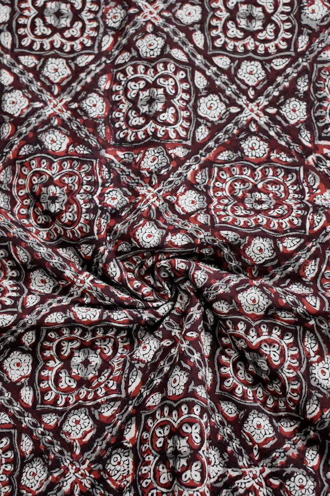 Beautiful Natural Jahota Hand Block Printed Pure Cotton Fabric ( 2.5 mtrs cut)