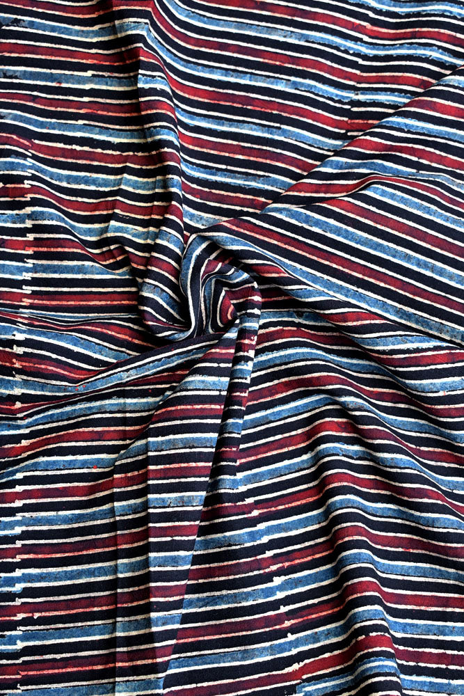 Ajrakh Hand Block Printed Cotton Cut ( blouse) Fabric