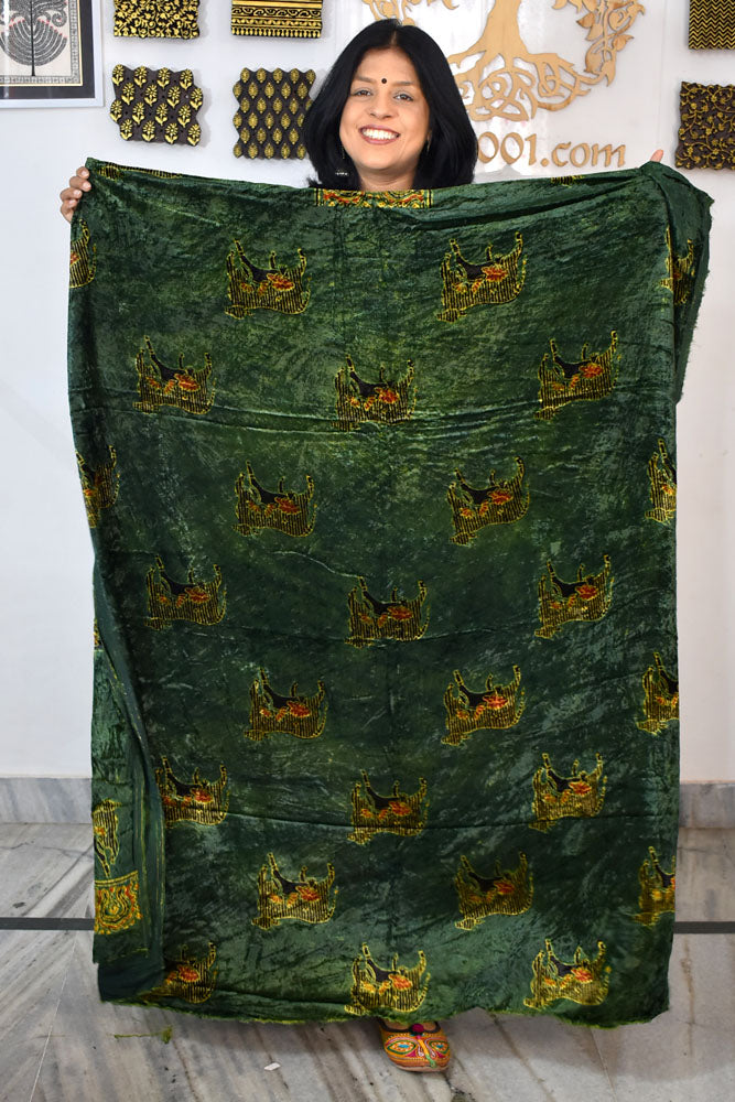 Ajrakh Velvet kurta fabric