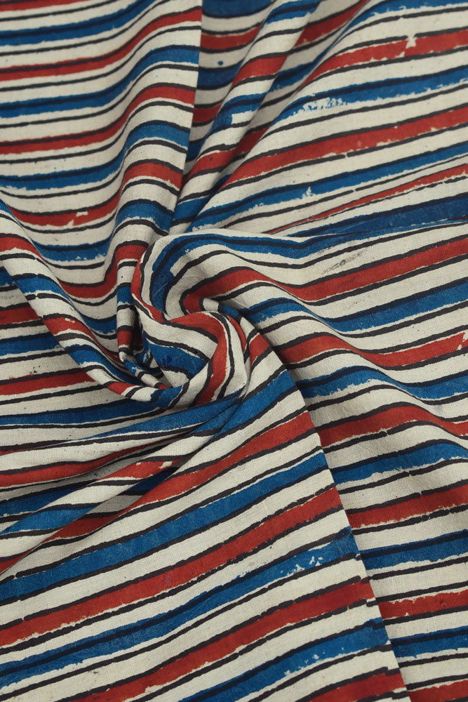 Ajrakh Hand Block Printed Cotton Cut ( blouse) Fabric