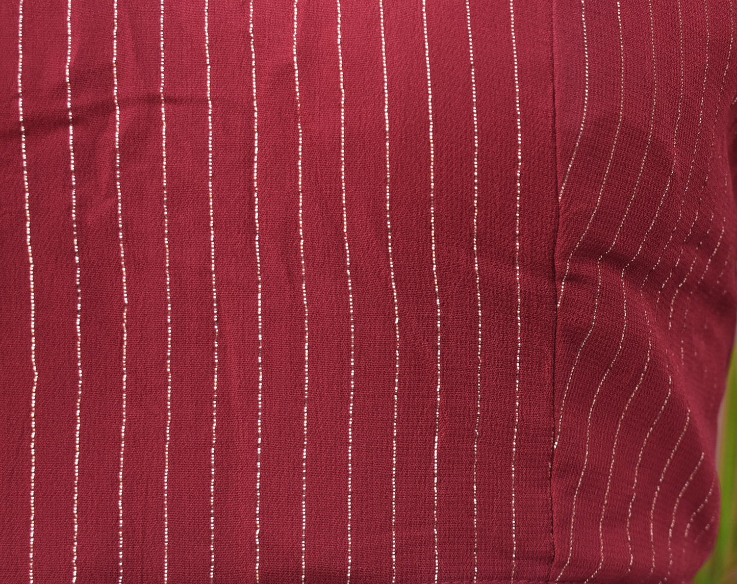 Georgette Blouse fabric with gold lines with frill sleeves - 38 , 40 - Adjustable till size 42