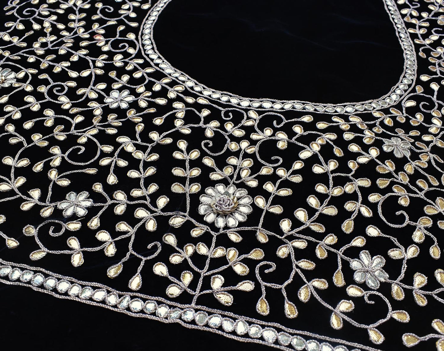 Velvet Fabric with Hand Gota pattiwork , Pearl, Zardozi  Embroidery