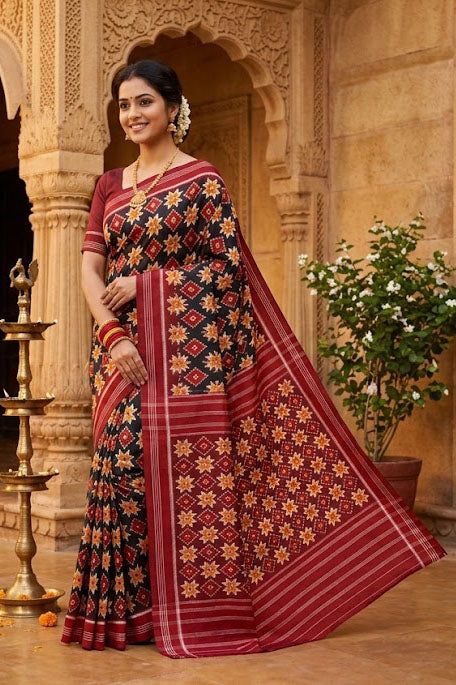 Elegant Handloom Teliya Cotton Saree