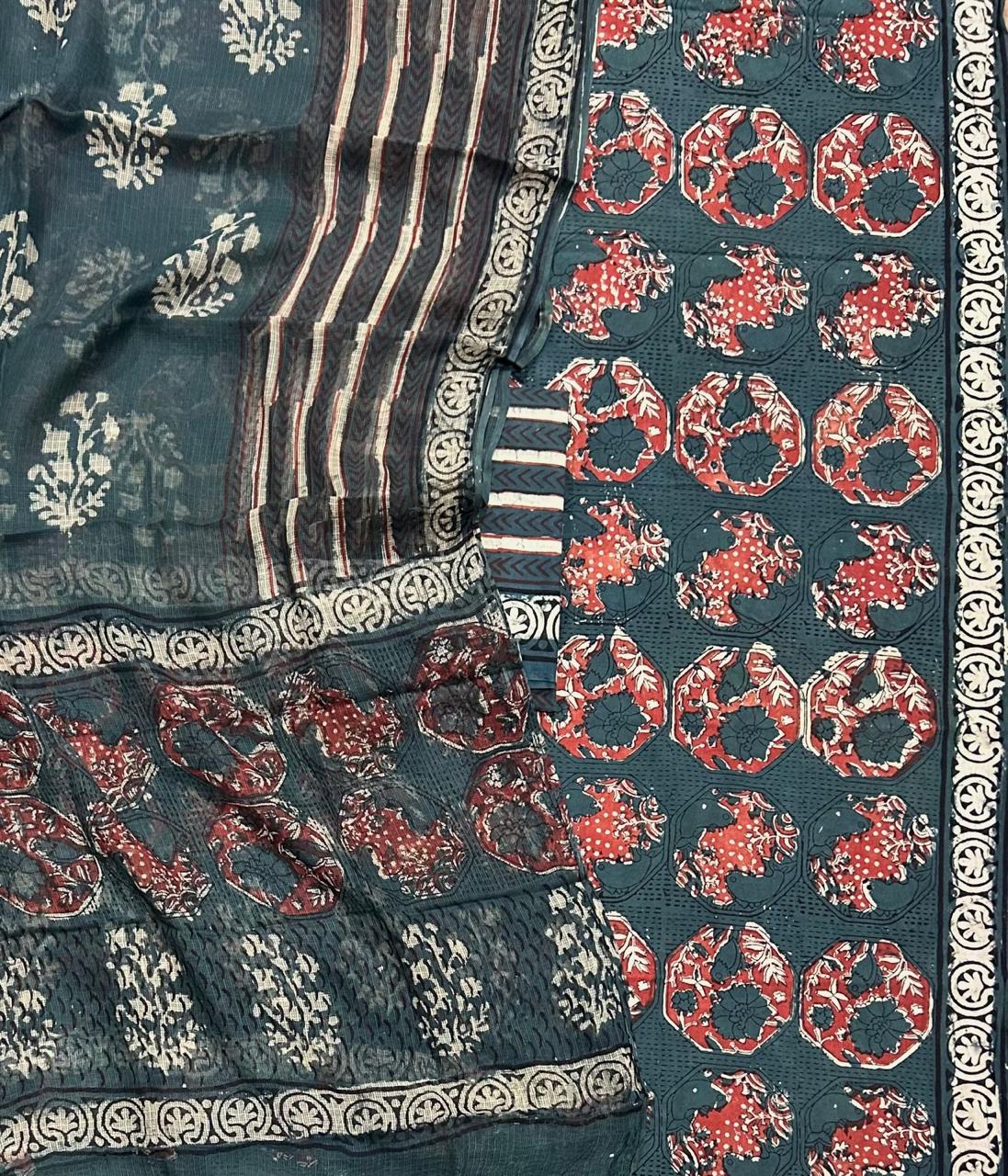 Beautiful Vanaspathi Ajrakh Pure cotton suit with Kota Doria dupatta