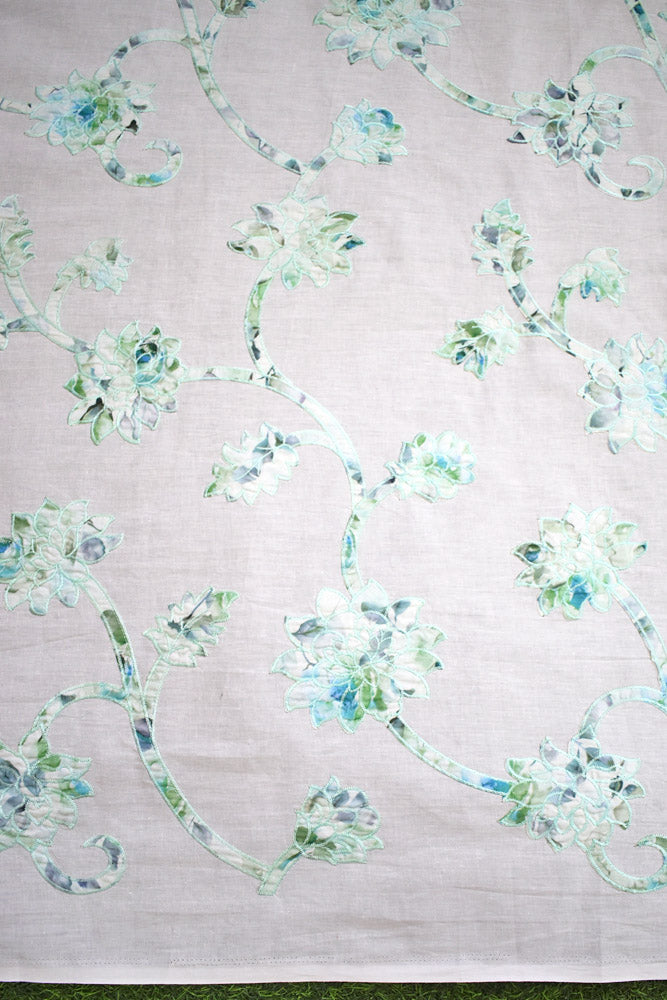 Beautiful cotton ( Kurta) fabric with embroidery - 2.5 mtrs - color White - dyeable