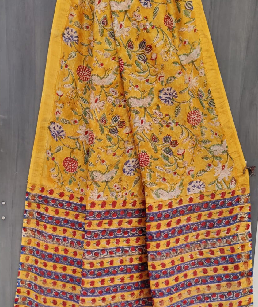 Mithya : Elegant Sanganer Hand Block Printed Maheshwari Saree