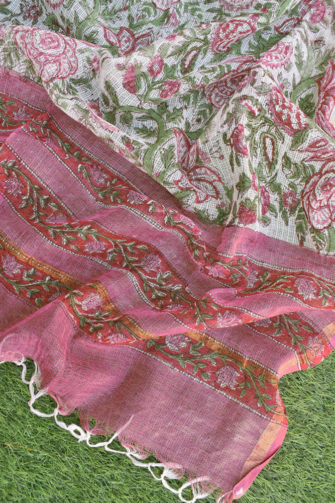 Hand Block Printed Kota Cotton Dupatta