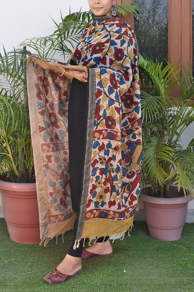 Mayurika : Beautiful Bangalore Cotton Silk Hand Painted Kalamkari Dupatta