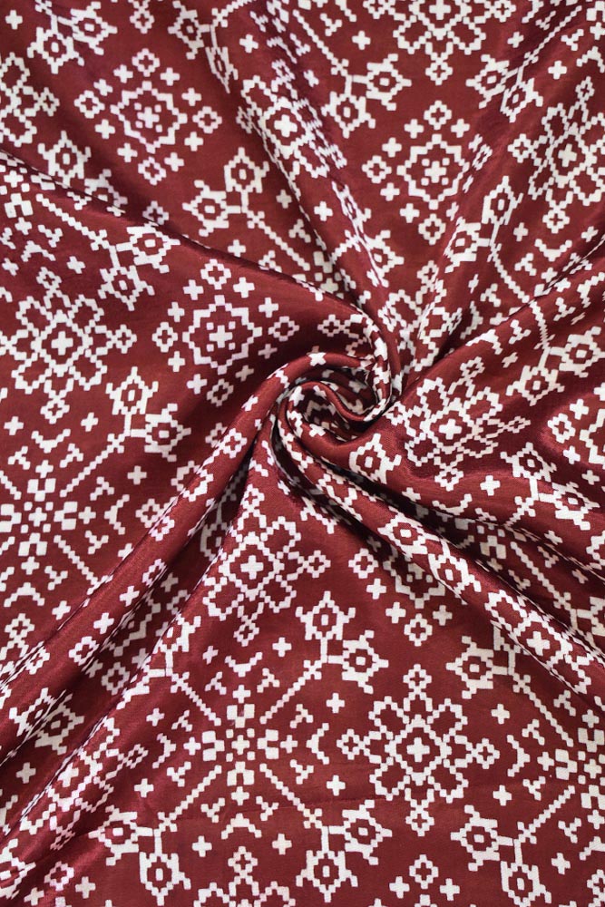 MASHRU SILK KUTCH HAND BLOCK PRINTED FABRIC - 2.5 & 3 mtr cuts