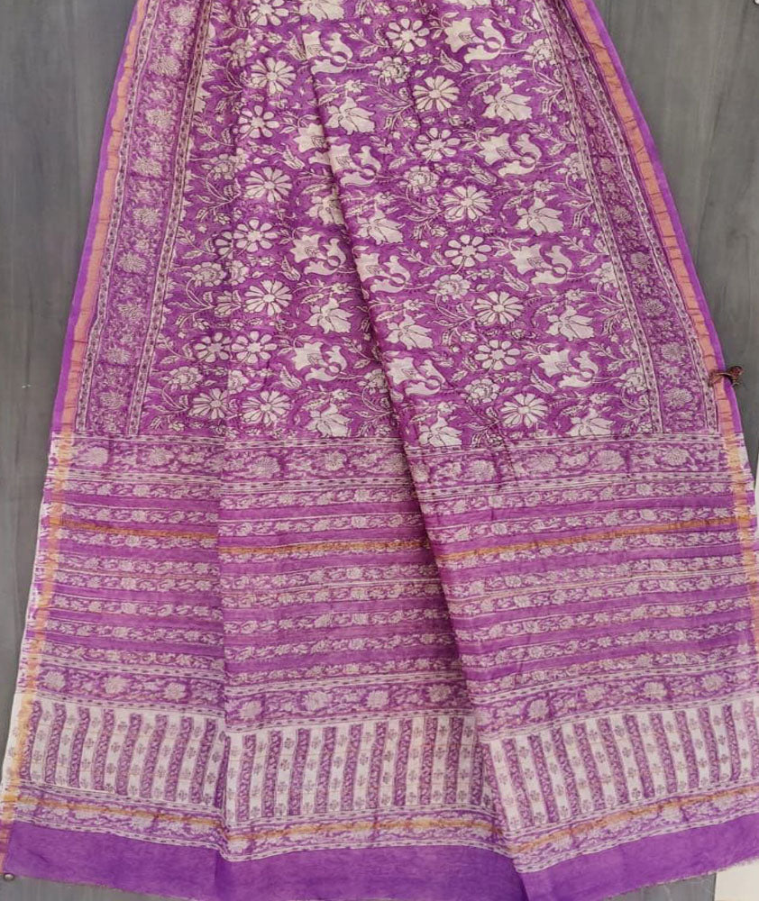 Beautiful Hand Block Printed Chanderi Silk Cotton Saree