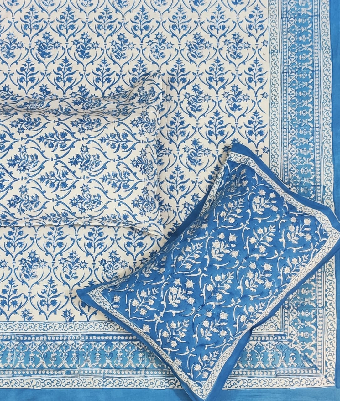 Shayan : Hand Block print King Size Cotton Double Bed sheet with pillow covers ( 90 by 108)