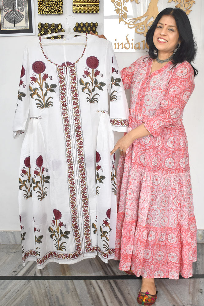 Beautiful Hand Block Printed Cotton Kurta Size - 38, 40, 42, 44