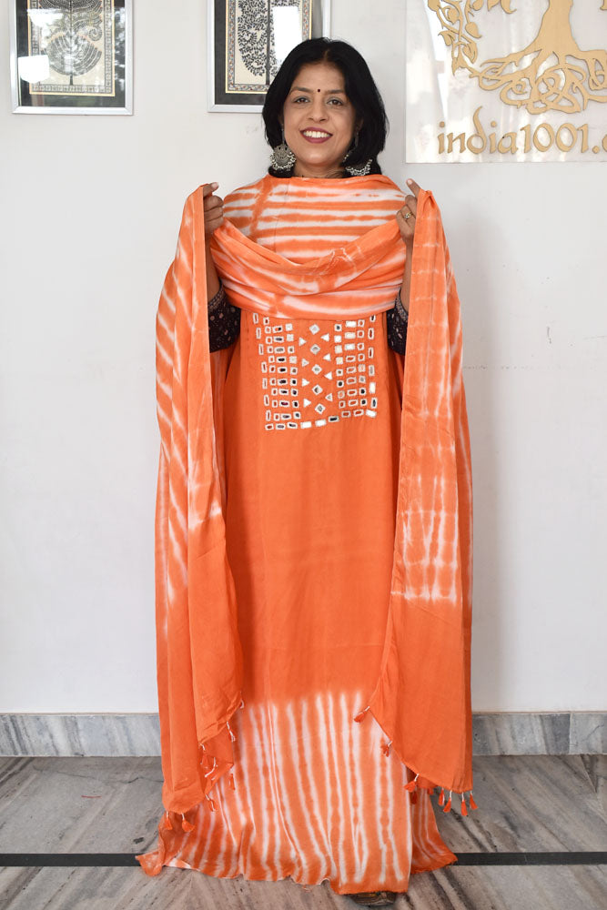 Shibori & Kutch Mirror Work Modal silk suit