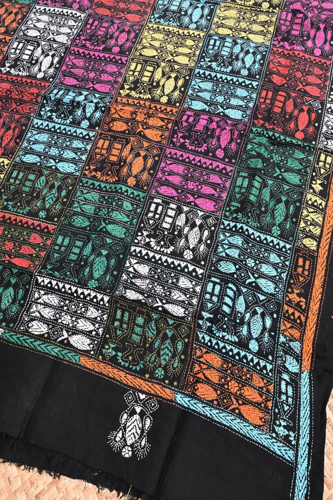 Beautiful Tussar Silk Dupatta with Nakkshi Kantha work