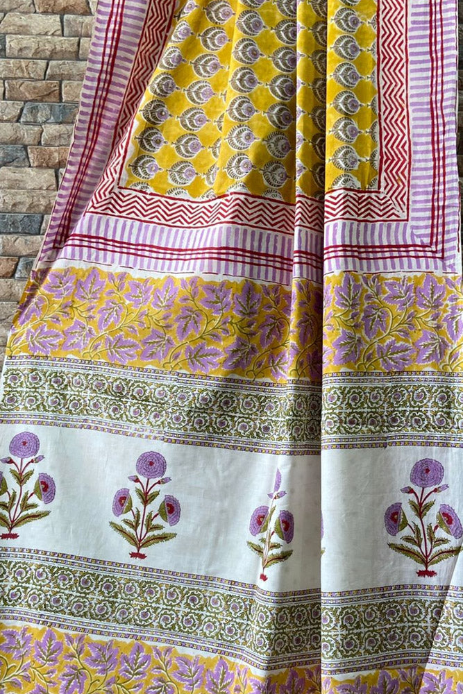 Beautiful Sanganer Hand Block Print Soft Cotton Saree