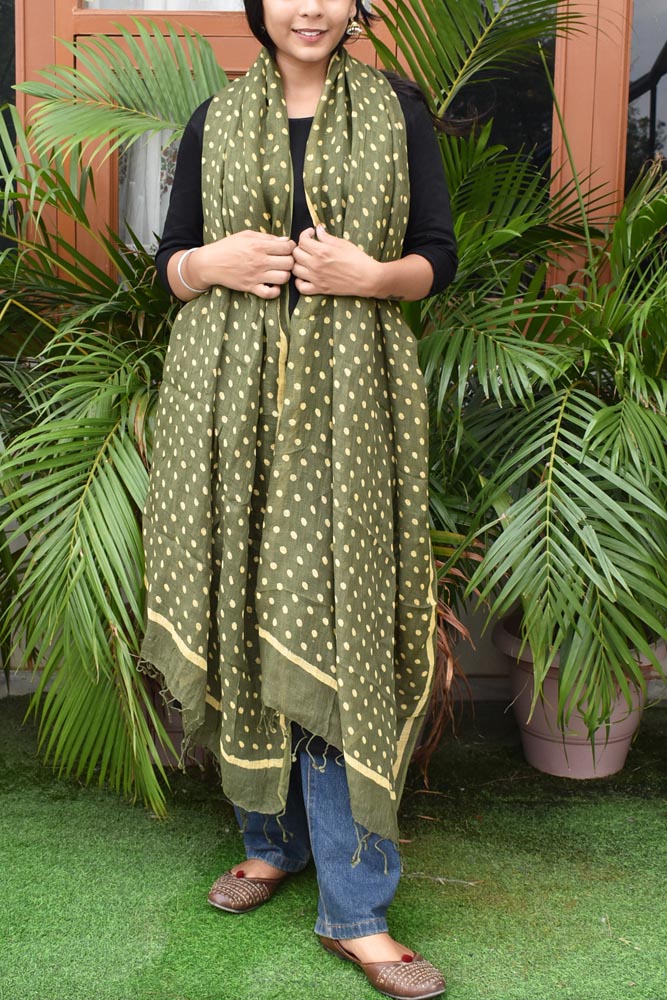 Elegant Hand Block Printed Pure Linen dupatta