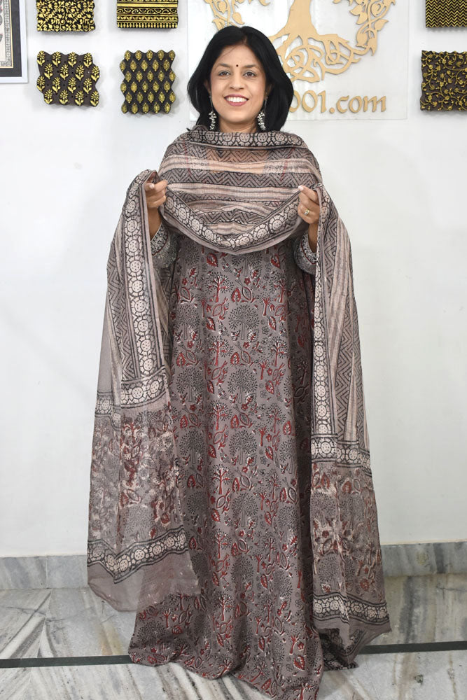 Beautiful Vanaspathi Ajrakh Pure cotton suit with Kota Doria dupatta