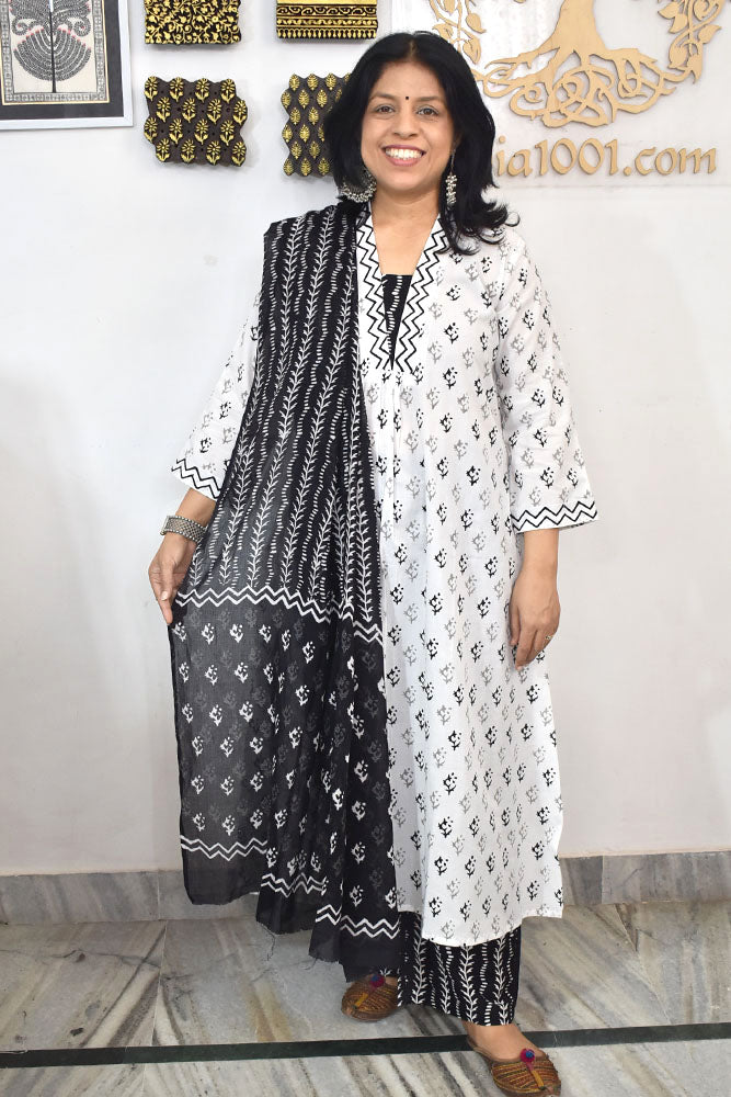 Beautiful Hand Block print Cotton suit with Full width Cotton Dupatta