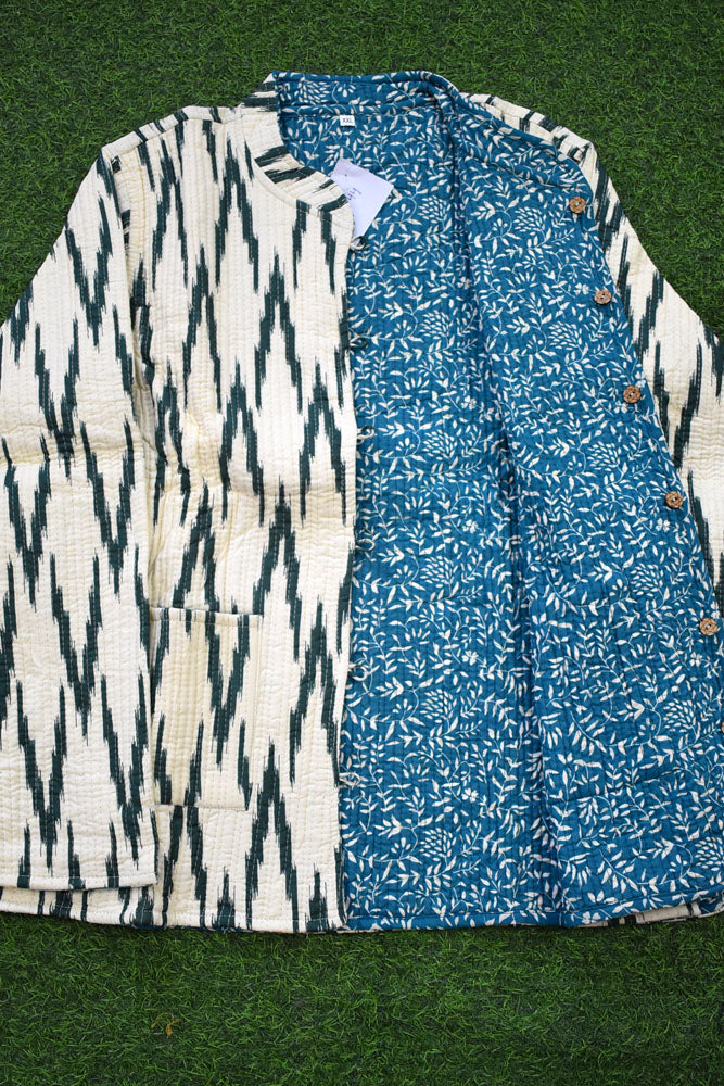 Block Print Quilted Reversible cotton jacket - Size 36-46