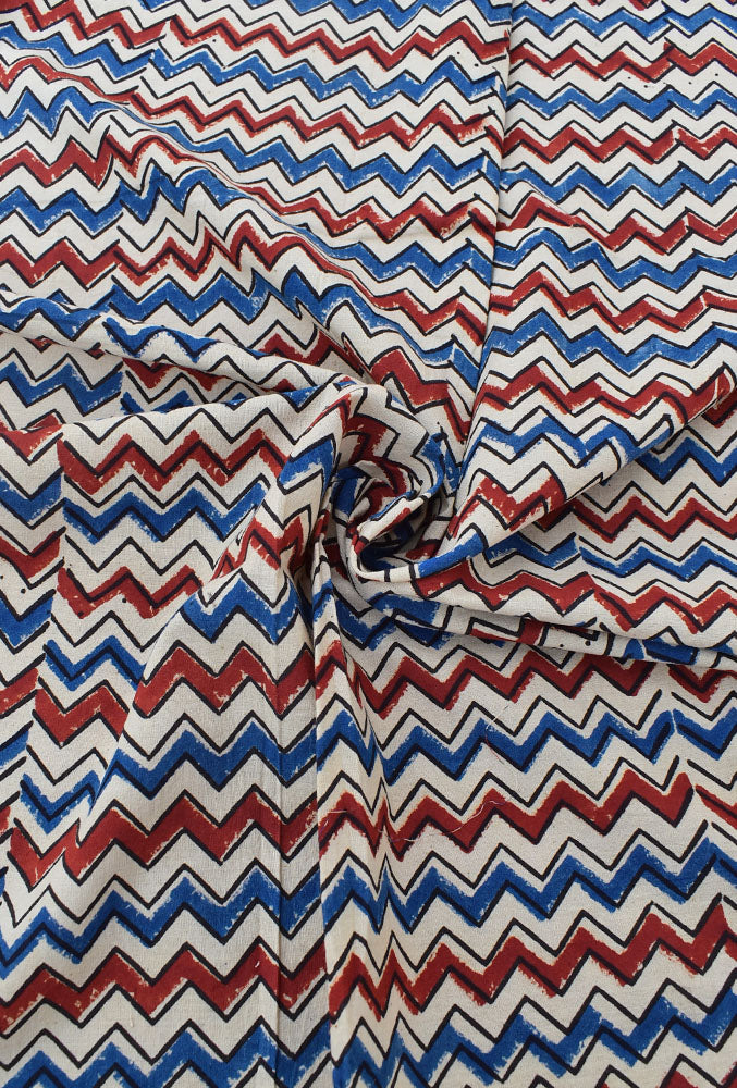 Ajrakh Hand Block Printed Cotton Cut ( blouse) Fabric
