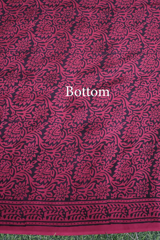 Bagh Hand Block Printed unstitched 3 pc Modal silk suit fabric with Lagdi patta from MP