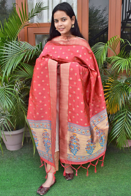 Beautiful Blended Silk Banarasi Dupatta with Paithani Inspired patterns