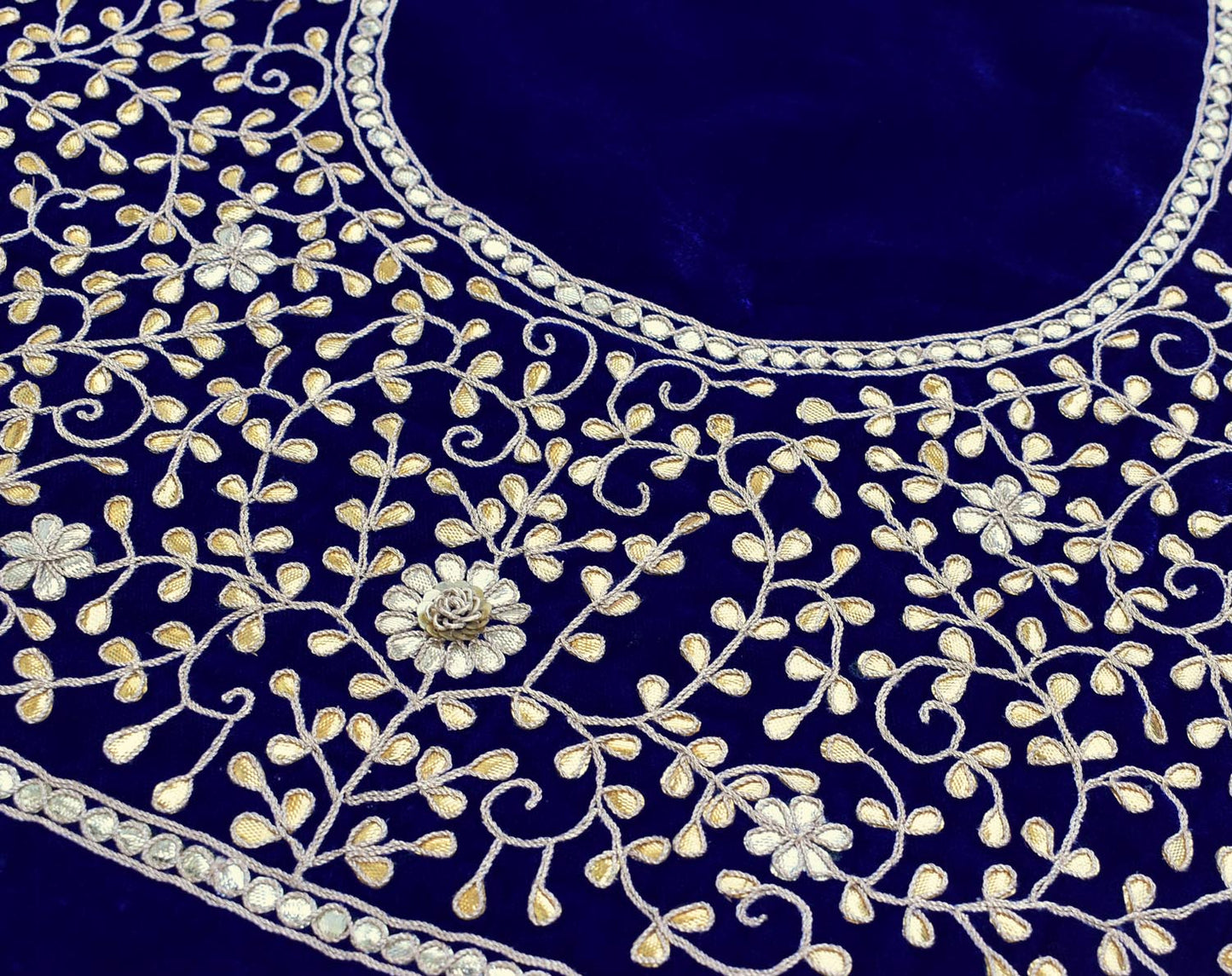 Velvet Fabric with Hand Gota pattiwork , Pearl, Zardozi  Embroidery