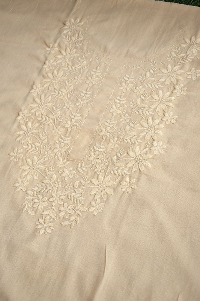 Elegant Cotton Kurta fabric with Embroidery - 2.6 - 2.7 mtrs